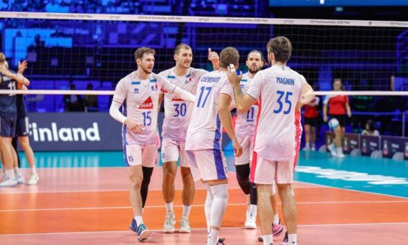 Esultanza Francia vs Finlandia Eurovolley maschile 2026