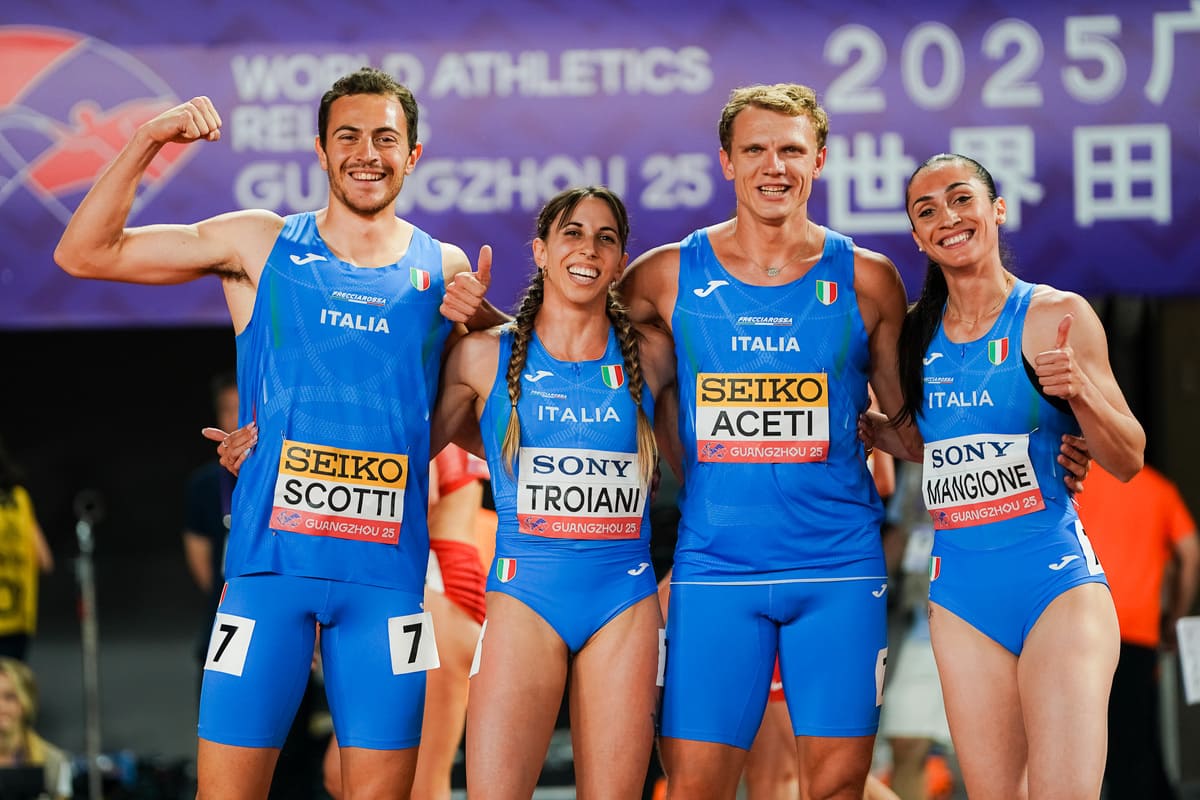 World Relays Guangzhou 2025 4x400 mista (Foto di GRANA/ FIDAL FIDAL)